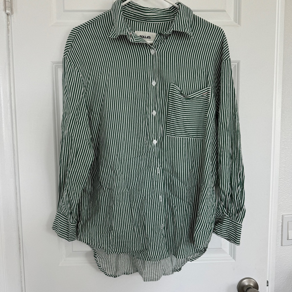 Rolla’s green stripes button down S